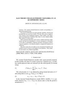 KAM THEORY FOR QUASI-PERIODIC EQUILIBRIA IN 1-D QUASIPERIODIC MEDIA