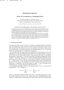 RESEARCH ARTICLE Decay of Correlations in a Topological Glass