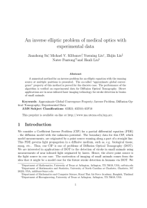 An inverse elliptic problem of medical optics with experimental data Jianzhong Su