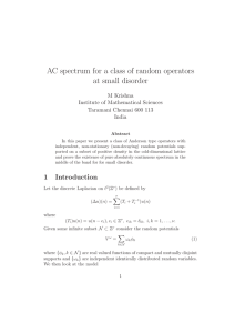 AC spectrum for a class of random operators at small disorder