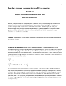 Quantum classical correspondence of Dirac equation Pranaav Sinz