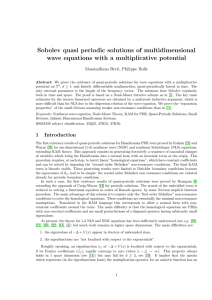 Sobolev quasi periodic solutions of multidimensional Massimiliano Berti, Philippe Bolle