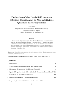 Derivation of the Lamb Shift from an Eﬀective Hamiltonian in Non-relativistic