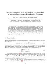 Lower-dimensional invariant tori for perturbations Livia Corsi , Roberto Feola