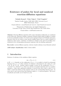 Existence of pulses for local and nonlocal reaction-diﬀusion equations