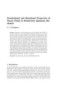 Translational and Rotational Properties of Tensor Fields in Relativistic Quantum Me- chanics