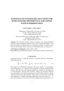EXISTENCE OF STATIONARY SOLUTIONS FOR SOME INTEGRO-DIFFERENTIAL EQUATIONS WITH SUPERDIFFUSION