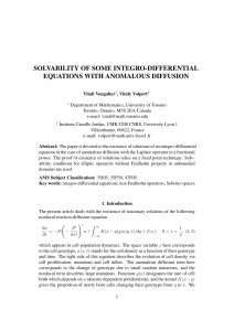 SOLVABILITY OF SOME INTEGRO-DIFFERENTIAL EQUATIONS WITH ANOMALOUS DIFFUSION