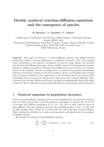 Doubly nonlocal reaction-diffusion equations and the emergence of species