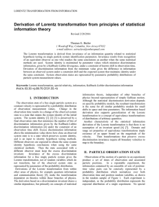 Derivation of Lorentz transformation from principles of statistical information theory