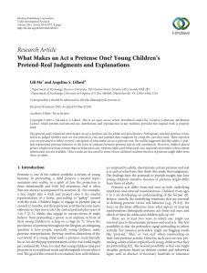 Research Article What Makes an Act a Pretense One? Young Children’s
