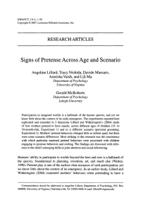 Signs of Pretense Across Age and Scenario RESEARCH ARTICLES