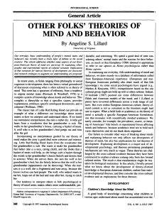 OTHER FOLKS' THEORIES OF MIND AND BEHAVIOR General  Article