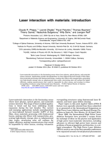 Laser interaction with materials: introduction
