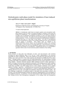 Hydrodynamic multi-phase model for simulation of laser-induced non-equilibrium phase transformations