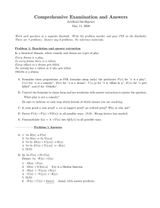 Comprehensive Examination and Answers Artificial Intelligence May 11, 2006