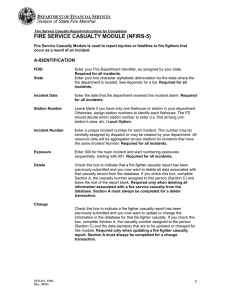 FIRE SERVICE CASUALTY MODULE (NFIRS-5) DD F S