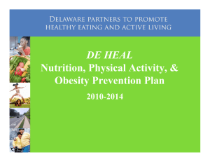 DE HEAL Nutrition, Physical Activity, &amp; Obesity Prevention Plan 2010-2014