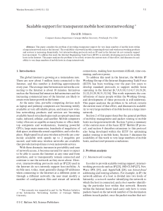 Scalable support for transparent mobile host internetworking 3 David B. Johnson