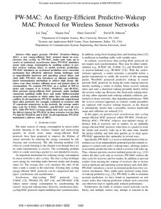 PW-MAC: An Energy-Efficient Predictive-Wakeup MAC Protocol for Wireless Sensor Networks ∗ †