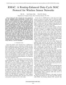 RMAC: A Routing-Enhanced Duty-Cycle MAC Protocol for Wireless Sensor Networks Shu Du