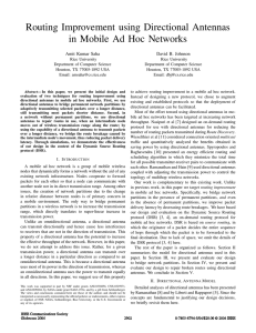 Routing Improvement using Directional Antennas in Mobile Ad Hoc Networks