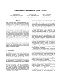 Efficient Security Mechanisms for Routing Protocols