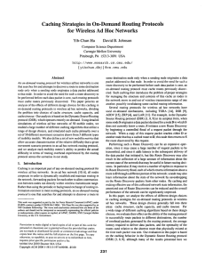 Caching  Strategies  in On-Demand  Routing  Protocols