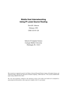 Mobile Host Internetworking Using IP Loose Source Routing
