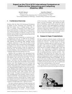 Report on the Third ACM International Symposium on (MobiHoc 2002)