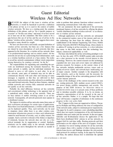 B Guest Editorial Wireless Ad Hoc Networks