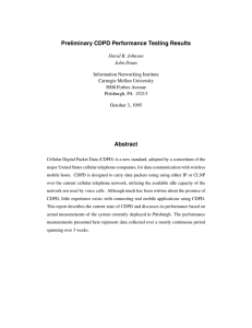 Preliminary CDPD Performance Testing Results