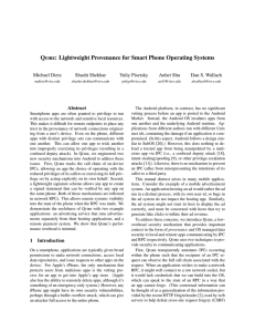 Quire: Lightweight Provenance for Smart Phone Operating Systems Michael Dietz Shashi Shekhar