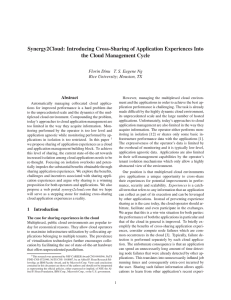 Synergy2Cloud: Introducing Cross-Sharing of Application Experiences Into the Cloud Management Cycle