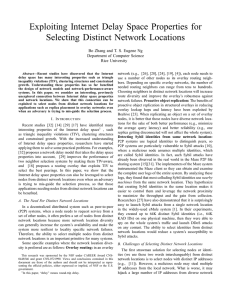 Exploiting Internet Delay Space Properties for Selecting Distinct Network Locations