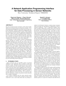 A Network Application Programming Interface for Data Processing in Sensor Networks