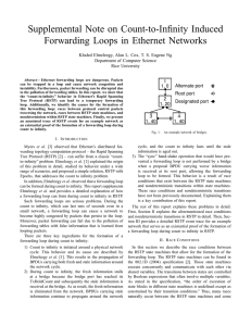 Supplemental Note on Count-to-Infinity Induced Forwarding Loops in Ethernet Networks 1 1, 0