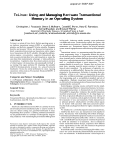 TxLinux: Using and Managing Hardware Transactional Memory in an Operating System