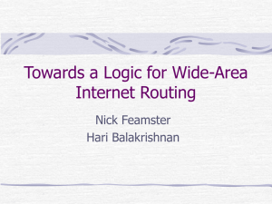 Towards a Logic for Wide-Area Internet Routing Nick Feamster Hari Balakrishnan