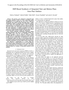 SMT-Based Synthesis of Integrated Task and Motion Plans from Plan Outlines