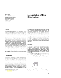 Manipulation of Pose Distributions Mark Moll Michael A. Erdmann