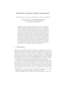 Robustness Analysis of String Transducers ? Roopsha Samanta , Jyotirmoy V. Deshmukh