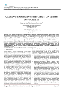 A Survey on Routing Protocols Using TCP Variants over MANETs Manpreet Kaur