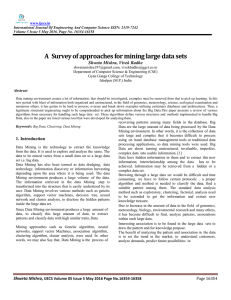 A  Survey of approaches for mining large data sets