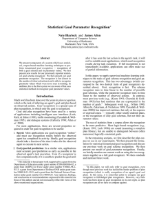 Statistical Goal Parameter Recognition Nate Blaylock