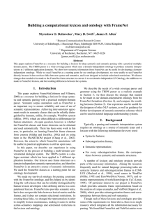 Building a computational lexicon and ontology with FrameNet Myroslava O. Dzikovska