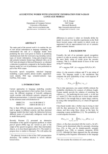 AUGMENTING WORDS WITH LINGUISTIC INFORMATION FOR N-GRAM LANGUAGE MODELS