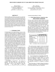 DISCOURSE MARKER USE IN TASK-ORIENTED SPOKEN DIALOG