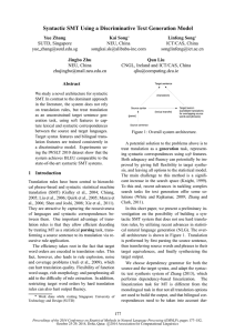 Syntactic SMT Using a Discriminative Text Generation Model