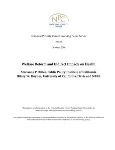   Welfare Reform and Indirect Impacts on Health 